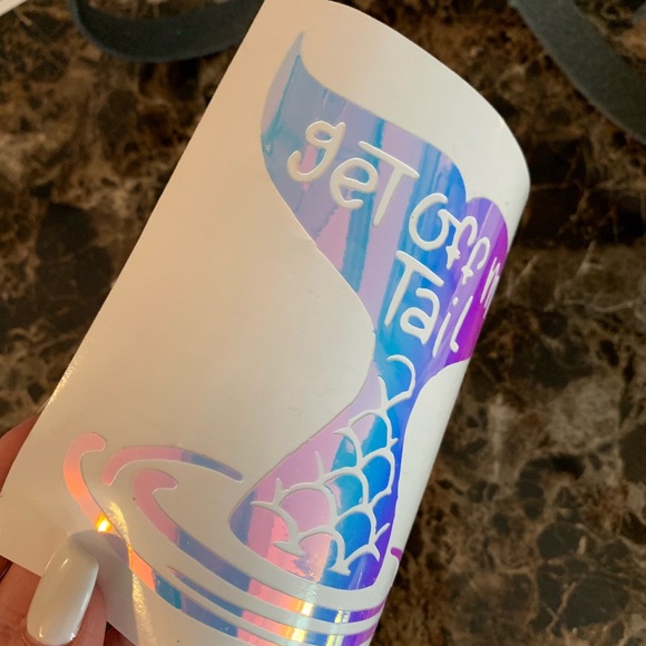 Hologram Get Off My Tail Mermaid Car Sticker Decal - Picture 5 of 6